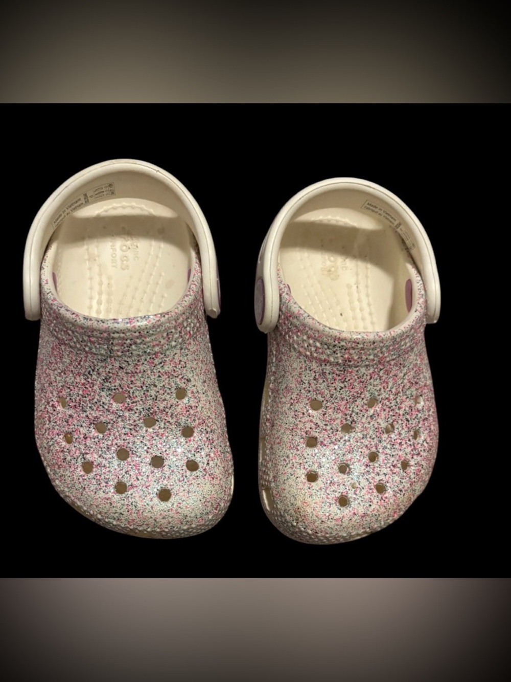 CROCS Kids Glitter Splash Clogs - Pink & White